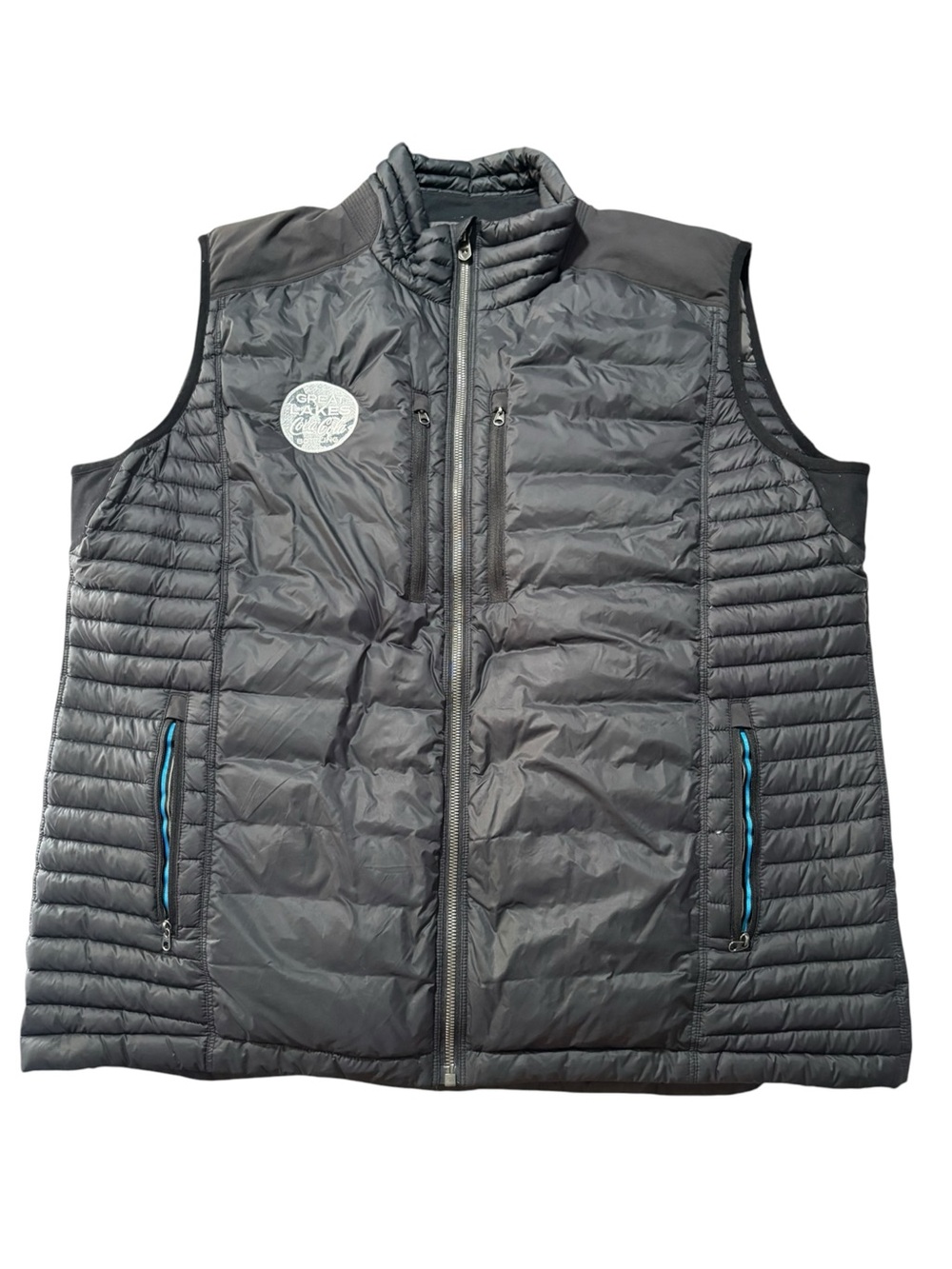 Kuhl mens XXL Men's Quilted Black Puffer Vest down gray black logo
